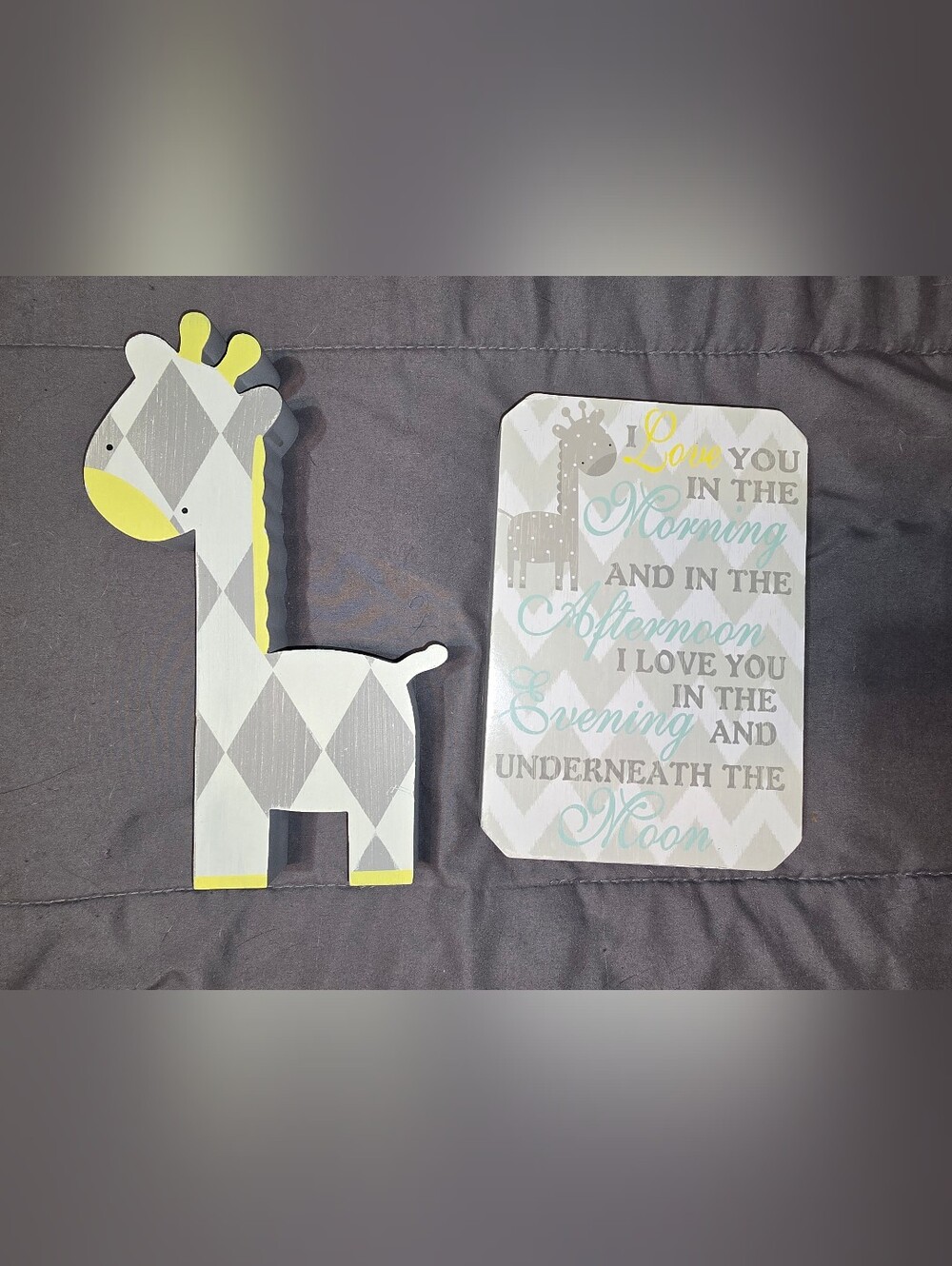 Small Nursery Wall Art Sign - Gray and Cream Giraffe Plaque
